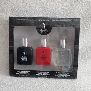 New PB Classic Match Eau De Toilette Version of Polo Black Red Blue EDT 2.5oz ×3